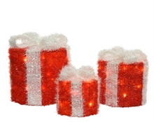 PACCHI REGALO CON 30/20/15LED ROSSO FIOCCO BIANCO