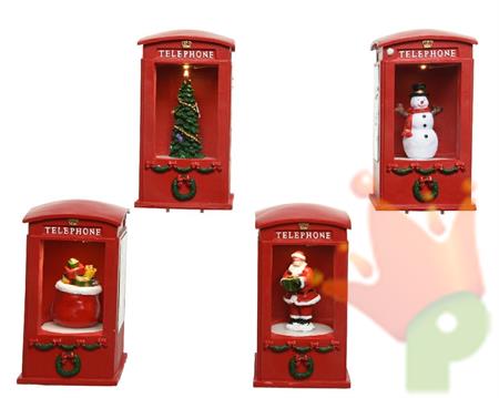 CABINA TELEFONICA 9X9X15CM LED LUCE CALDA 4 FIGURE