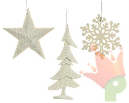 PENDENTE IN PLASTICA BIANCO FIOCCO/STELLA/ALBERO