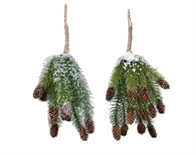 PENDENTE PER ALBERO GRAPPOLO DI RAMI E PIGNE DI PINO 17X37CM