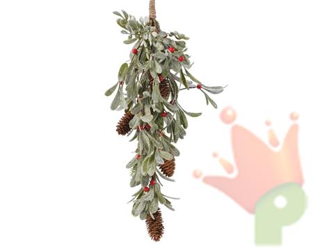 PENDENTE PER ALBERO GRAPPOLO CON PIGNE E BACCHE 10X15X50CM
