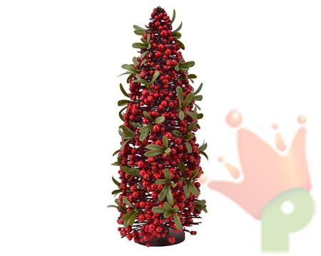 ALBERO IN PLASTICA 18X35CM CON FOGLIE E BACCHE ROSSE