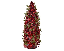 ALBERO IN PLASTICA 18X35CM CON FOGLIE E BACCHE ROSSE