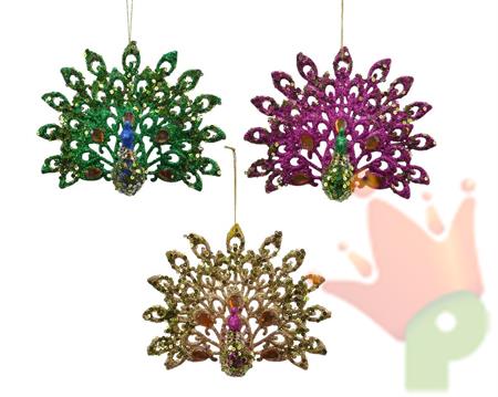PAVONE GLITTERATO ORO/VERDE/FUCSIA