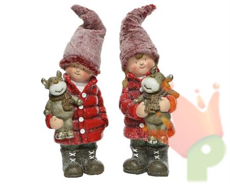 BAMBINO/BAMBINA IN CERAMICA CON ORSETTO 44 CM