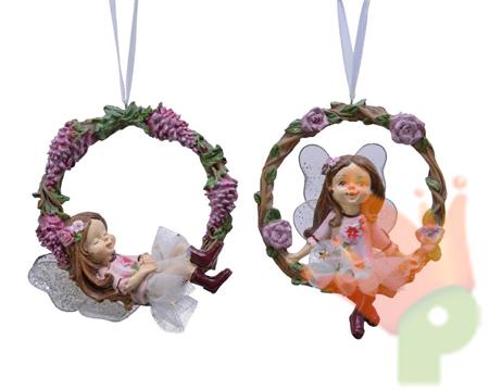 GHIRLANDA DI FIORI CON FATINA 12 CM
