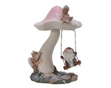 FUNGO CON ALTALENA E BABBO NATALE 12X13,5X19CM