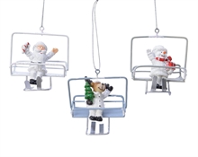 BABBO NATALE/RENNA/PUPAZZO DI NEVE SU SEGGIOVIA 8,5X5X7CM