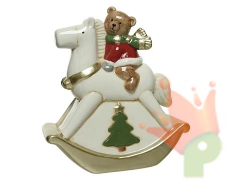 CAVALLUCCIO A DONDOLO CON ORSETTO 6,3X15X16,5CM