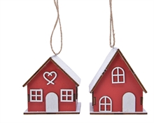 CASA IN COMPENSATO 6X8X7,5CM CON APPENDINO ROSSO