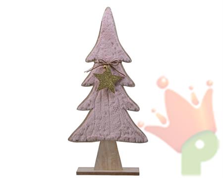 ALBERO LEGNO 6X23X60CM CON PELLICCIA ROSA