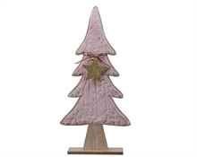ALBERO LEGNO 6X23X60CM CON PELLICCIA ROSA