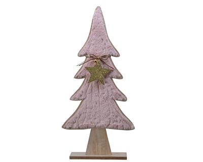 ALBERO LEGNO 6X23X60CM CON PELLICCIA ROSA