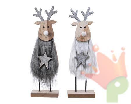RENNA IN LEGNO 4X8X26,5CM BIANCO/GRIGIO