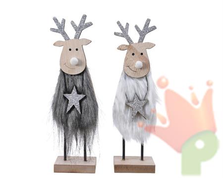 RENNA IN LEGNO 6X4X22CM BIANCO/GRIGIO