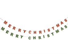 GHIRLANDA IN LEGNO 7X182CM MARRY CHRISTMAS ROSSO/VERDE