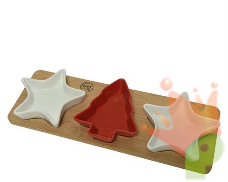 CIOTOLE STELLA/ALBERO 33X12X3,5CM SU BASE LEGNO
