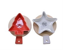 CIOTOLE ALBERO/STELLA SU BASE LEGNO 15,5X11,5X4CM BIANCO/ROSSO