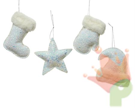 FIGURE GLITTERATE BIANCHE DA APPENDERE ASSORTITE