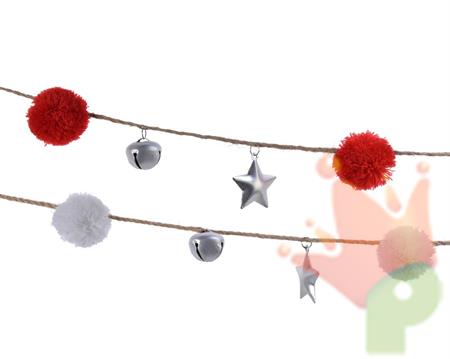 GHIRLANDA 140CM CON POM POM E CAMPANA