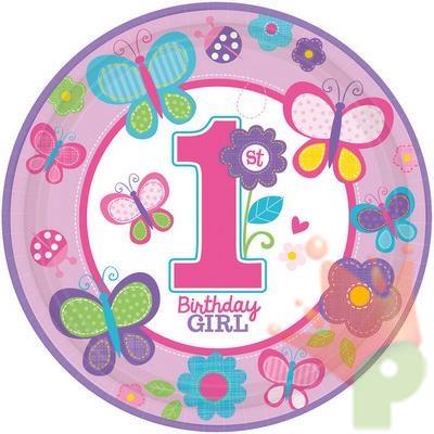 PIATTI 23CM 1°COMPLEANNO SWEET BIRTHDAY GIRL 8PZ