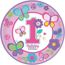 PIATTI 23CM 1°COMPLEANNO SWEET BIRTHDAY GIRL 8PZ