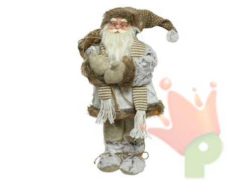 BABBO NATALE CON SCIARPA 45CM MARRONE