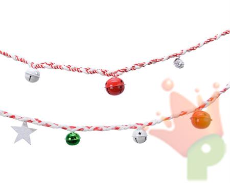 GHIRLANDA 5X200CM CON STELLE E CAMPANELLI ROSSO/BIANCO