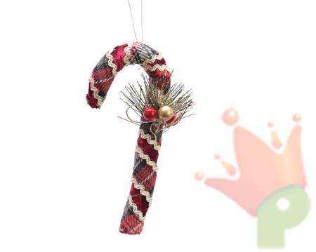 CANDY CANE IN STOFFA 15CM SCOZZESE