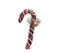 CANDY CANE IN STOFFA 15CM SCOZZESE