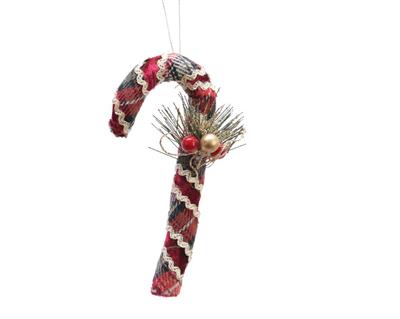 CANDY CANE IN STOFFA 15CM SCOZZESE