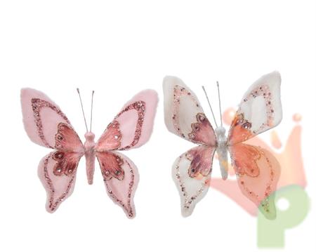 FARFALLA CON CLIP BIANCO/ROSA