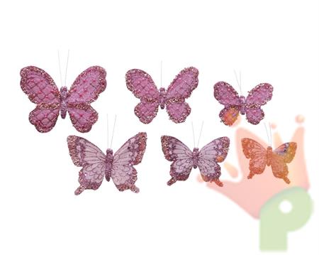 FARFALLE IN VELLUTO ROSA DA APPENDERE
