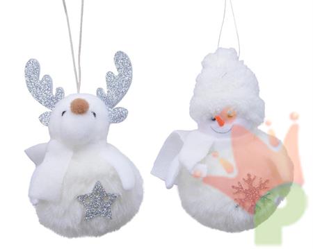 PUPAZZO DI NEVE/CERVO 6X11CM BIANCO
