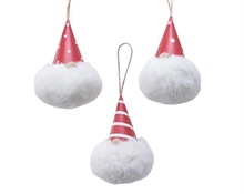 PALLINA PER ALBERO 6X12CM FORMA GNOMO BIANCO E ROSSO