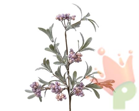 RAMO CON GRAPPOLI DI BACCHE 25X65CM LILLA
