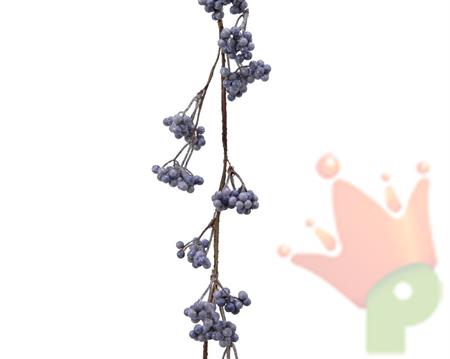 GHIRLANDA NATALIZIA RAMO CON GRAPPOLI DI BACCHE 120CM BLU