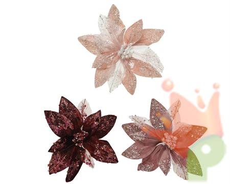 FIORE IN VELLUTO 18CM CIPRIA/ROSA VELVET/BORDEAUX