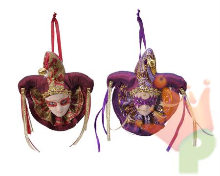 MASCHERA VENEZIANA 10X2X10CM VIOLA/BORDEAUX
