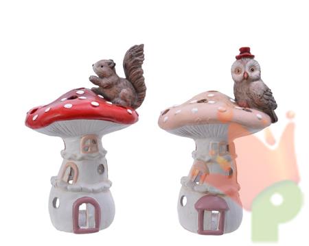 PORTA TEALIGHT FUNGO 12X13,5X20,5CM ROSA/ROSSO