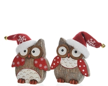 GUFO CON CAPPELLO BABBO NATALE 8,5X4,8X15CM