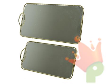 VASSOIO A SPECCHIO 22X39,5X4CM CON MANICI ORO