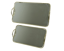 VASSOIO A SPECCHIO 22X39,5X4CM CON MANICI ORO