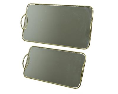 VASSOIO A SPECCHIO 22X39,5X4CM CON MANICI ORO