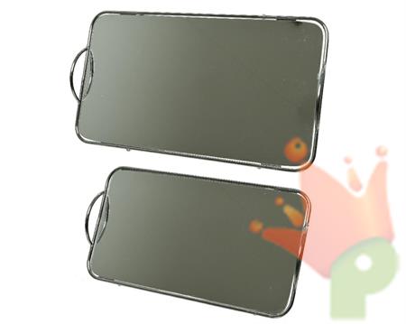 VASSOIO A SPECCHIO 22X39,5X4CM CON MANICI ARGENTO