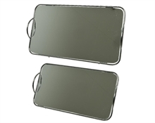 VASSOIO A SPECCHIO 19X34,5X4CM CON MANICI ARGENTO