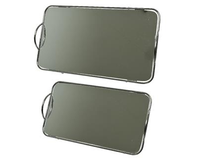 VASSOIO A SPECCHIO 19X34,5X4CM CON MANICI ARGENTO