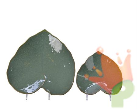 VASSOIO PORCELLANA 30,5X30X5CM FORMA FOGLIA VERDE