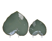 VASSOIO PORCELLANA 30,5X30X5CM FORMA FOGLIA VERDE