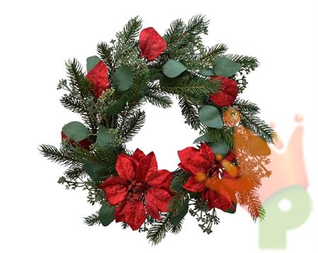 FUORI PORTA 40CM CON STELLE DI NATALE ROSSO